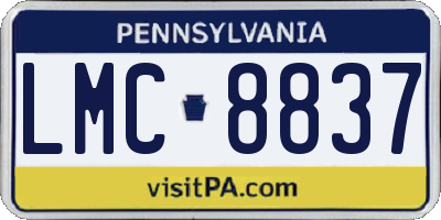 PA license plate LMC8837