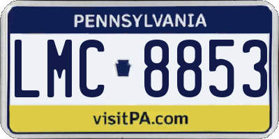PA license plate LMC8853