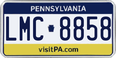 PA license plate LMC8858