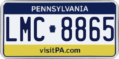 PA license plate LMC8865