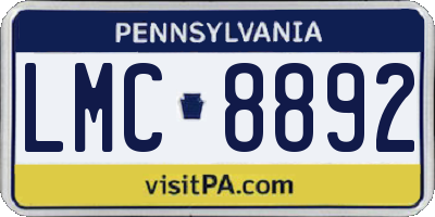 PA license plate LMC8892