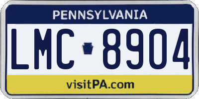 PA license plate LMC8904