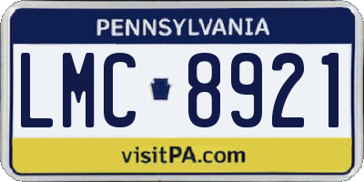 PA license plate LMC8921