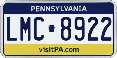 PA license plate LMC8922