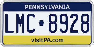 PA license plate LMC8928