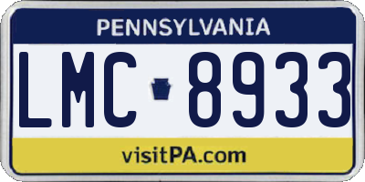 PA license plate LMC8933