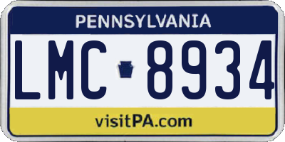 PA license plate LMC8934