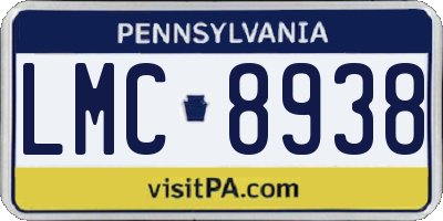 PA license plate LMC8938