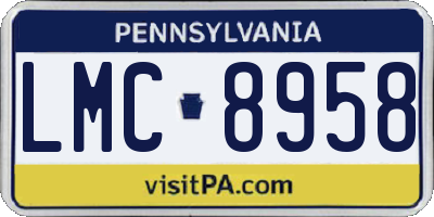 PA license plate LMC8958