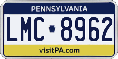 PA license plate LMC8962