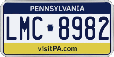 PA license plate LMC8982