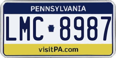 PA license plate LMC8987