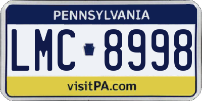 PA license plate LMC8998