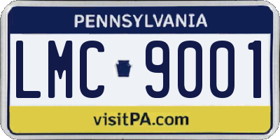 PA license plate LMC9001