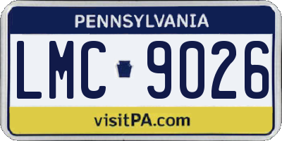 PA license plate LMC9026