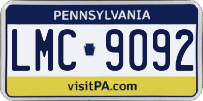 PA license plate LMC9092
