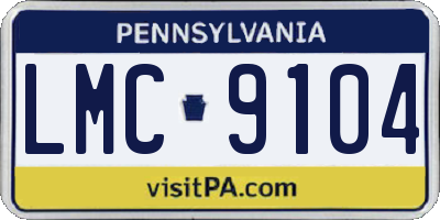 PA license plate LMC9104