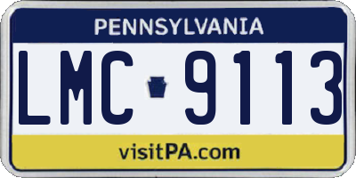 PA license plate LMC9113