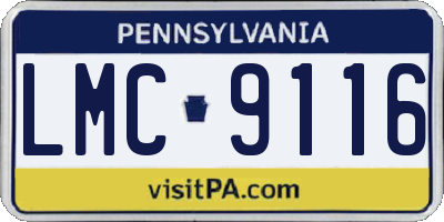 PA license plate LMC9116