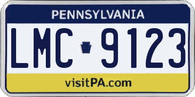 PA license plate LMC9123