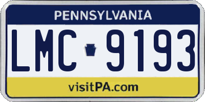 PA license plate LMC9193