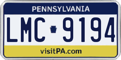 PA license plate LMC9194