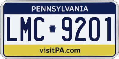 PA license plate LMC9201