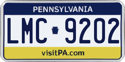 PA license plate LMC9202