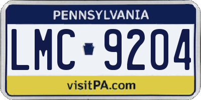 PA license plate LMC9204