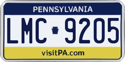 PA license plate LMC9205