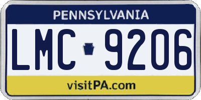 PA license plate LMC9206