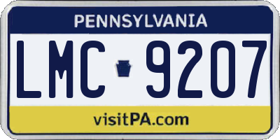 PA license plate LMC9207