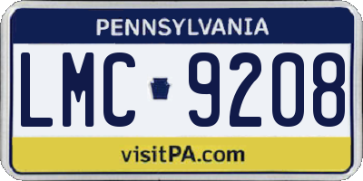 PA license plate LMC9208