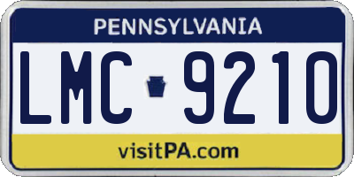 PA license plate LMC9210