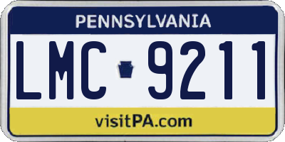 PA license plate LMC9211