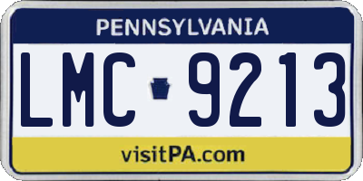 PA license plate LMC9213