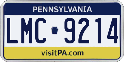 PA license plate LMC9214