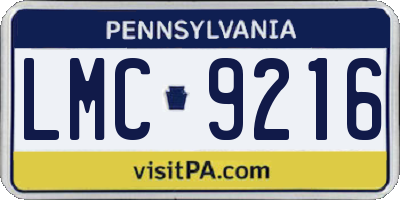 PA license plate LMC9216