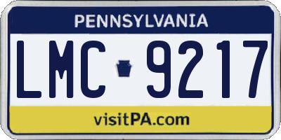 PA license plate LMC9217