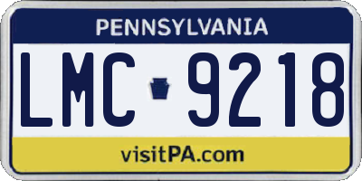 PA license plate LMC9218