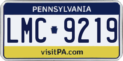 PA license plate LMC9219