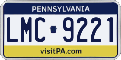 PA license plate LMC9221