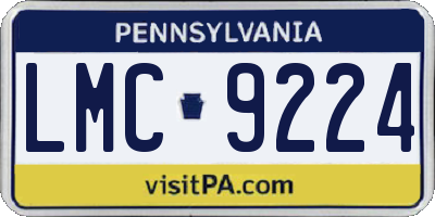 PA license plate LMC9224