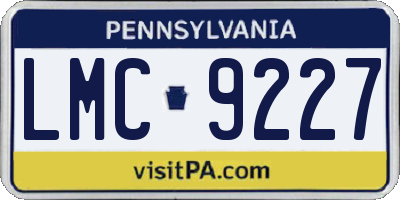 PA license plate LMC9227