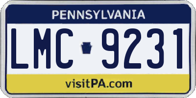 PA license plate LMC9231
