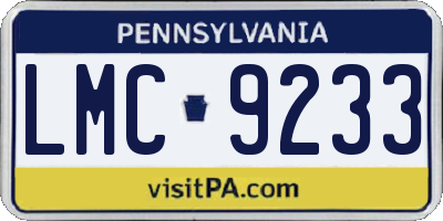 PA license plate LMC9233
