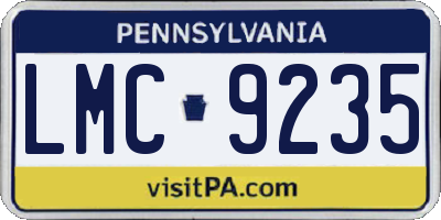 PA license plate LMC9235