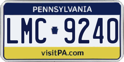 PA license plate LMC9240