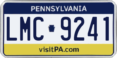 PA license plate LMC9241