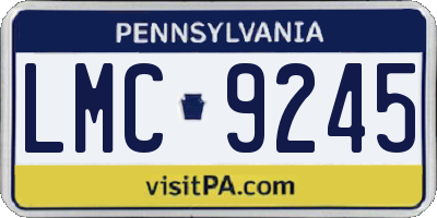 PA license plate LMC9245